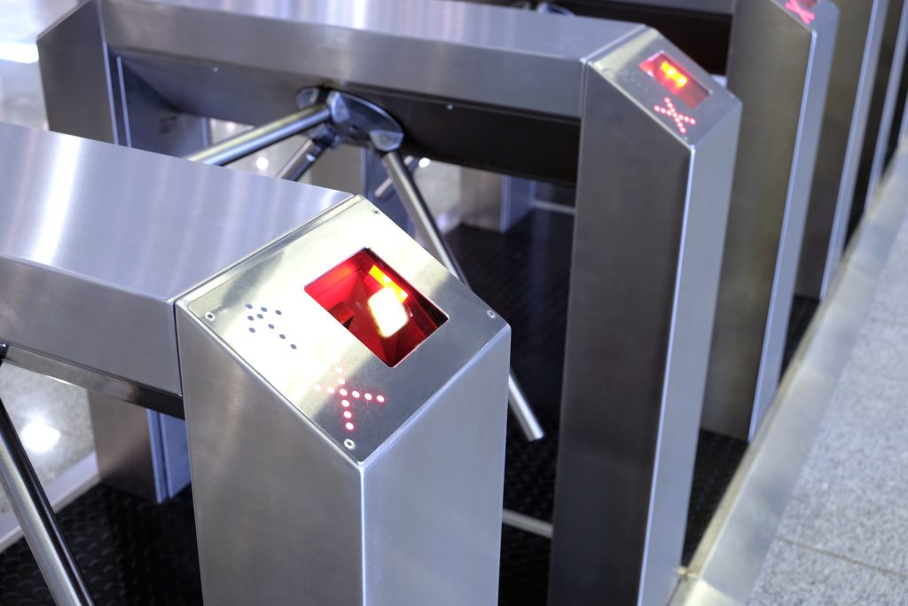 Electronic access control security system indoor side view closeup