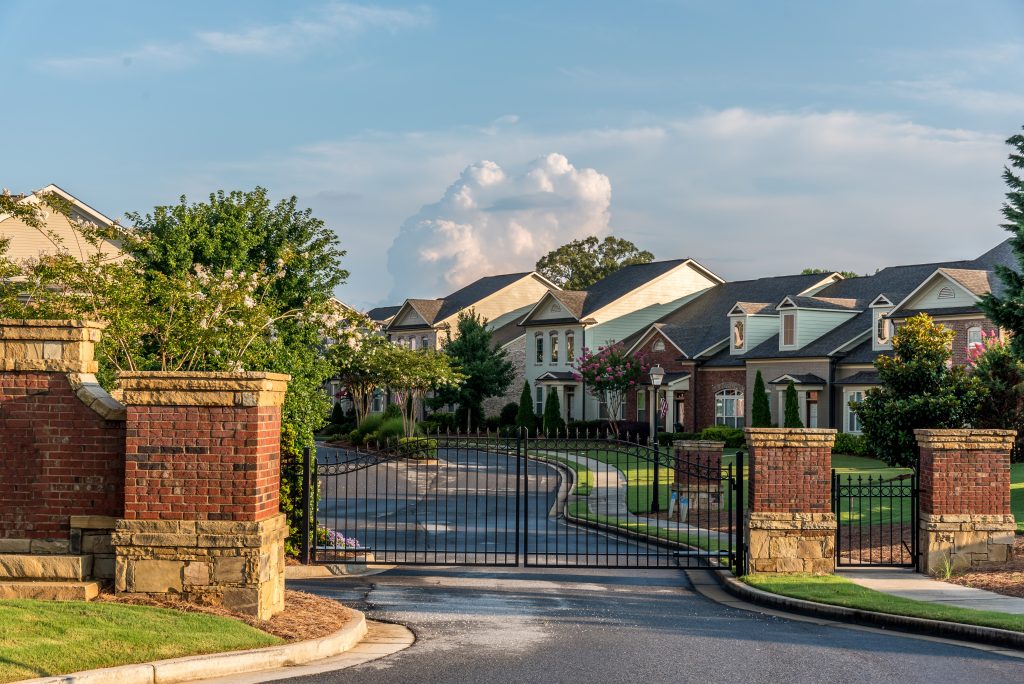 Typical fresh new gated community entrance in United States southern states